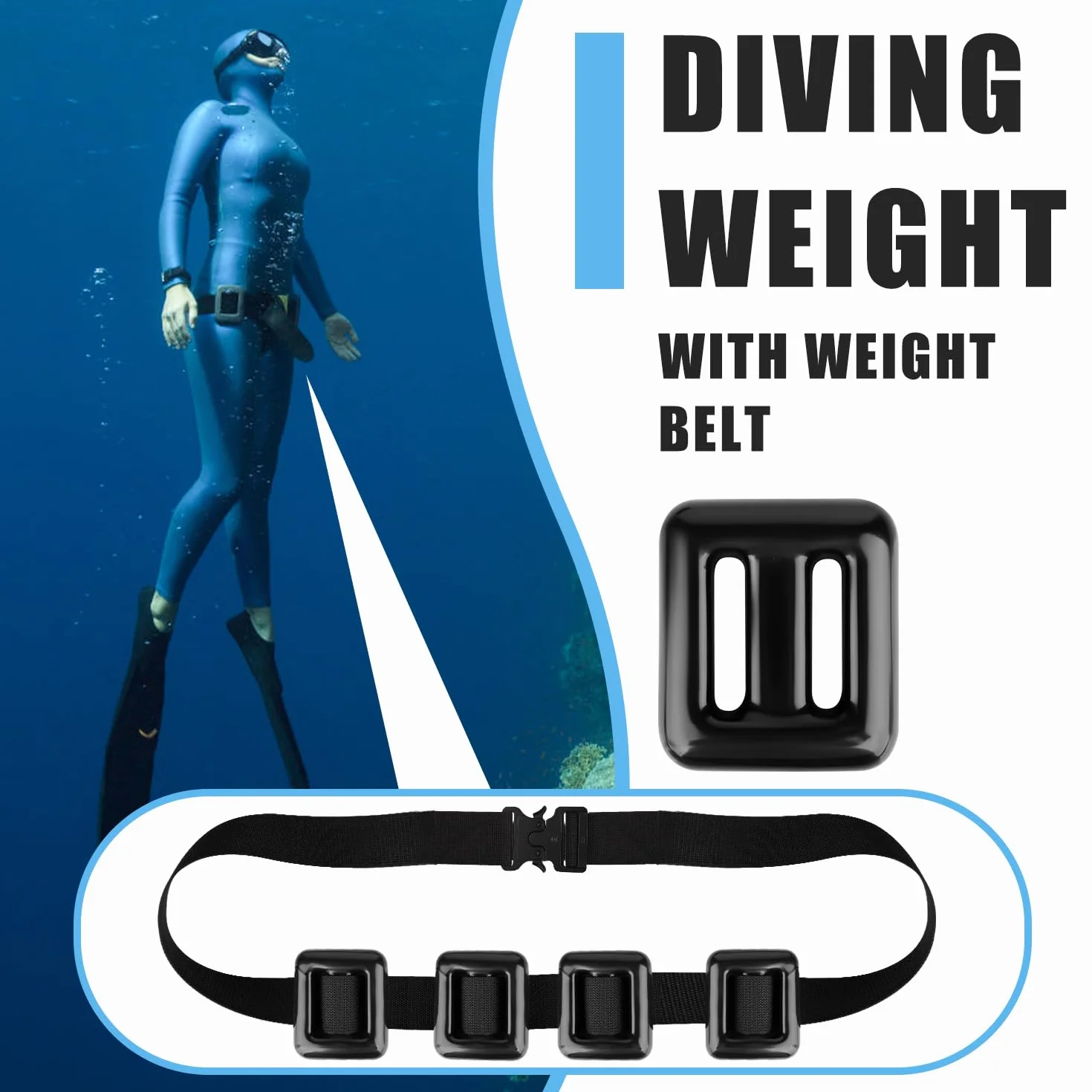 PEUTIER 4stk Tauchgewichtsgürtel, 0,5kg Tauchgewichtsgürtel Nylon-Tauchgürtel mit Metall-Schnellverschlussschnalle zum Speerfischen Freitauchen