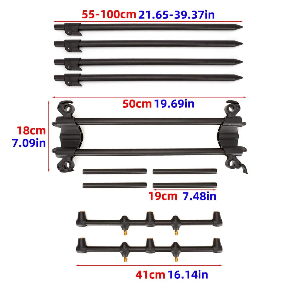Hirisi Tackle Rod Pod Rutenhalter – 3 Ruten oder 2 Ruten wählbar, – Aluminium Rutenständer mit Tasche zum Karpfenangeln, Angelrutenständer