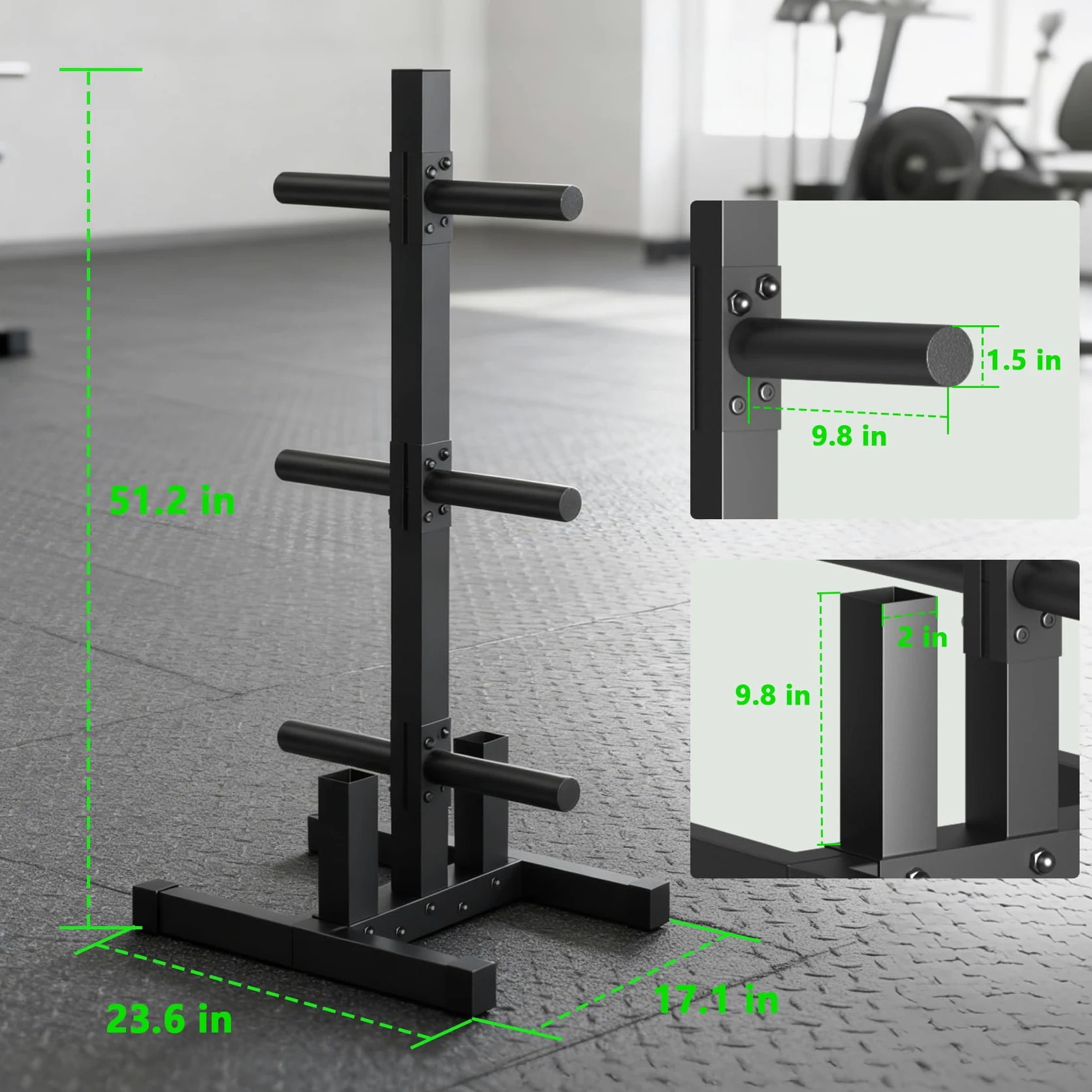 Olympische Hantelscheibenhalterung für Stoßstangenplattenaufbewahrung, olympischer Hantelbaum und Stangenhalter für Heim-Fitnessstudio – 300 kg Gewichtskapazität
