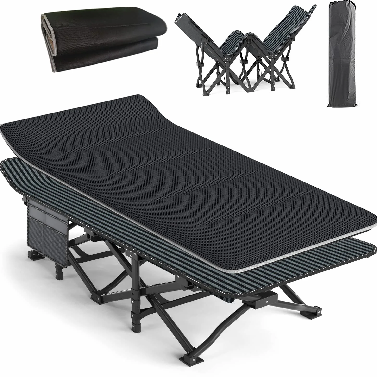 ATORPOK SHOP Campingbett feldbett klappbar, Faltbar Gästebett bis 200 kg für, Belastbar Tragbar Tasche Liege Reise Bequem