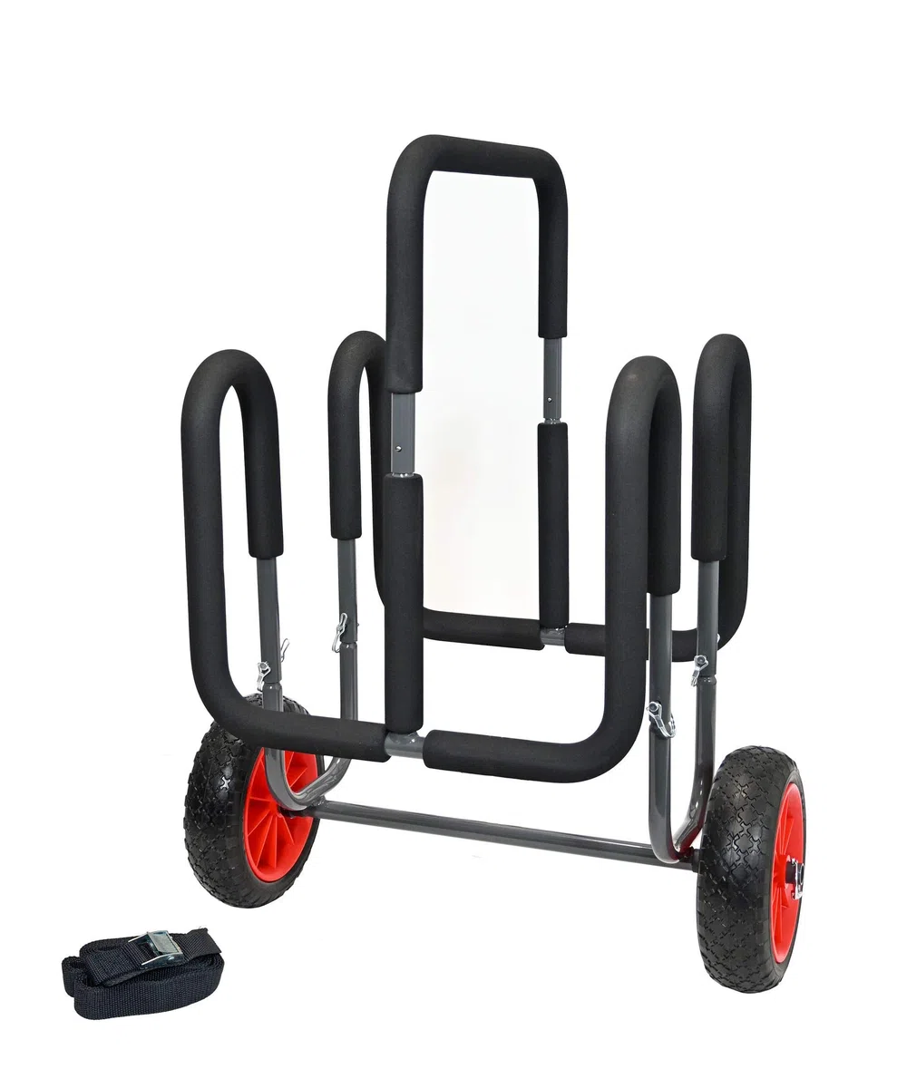 Navyline Doppel SUP Transportwagen aus Alu für 2 Stand Up Paddle Boards, Pannensichere Vollgummiräder, Gepolstert und Faltbar, Trolley für Paare und Familien