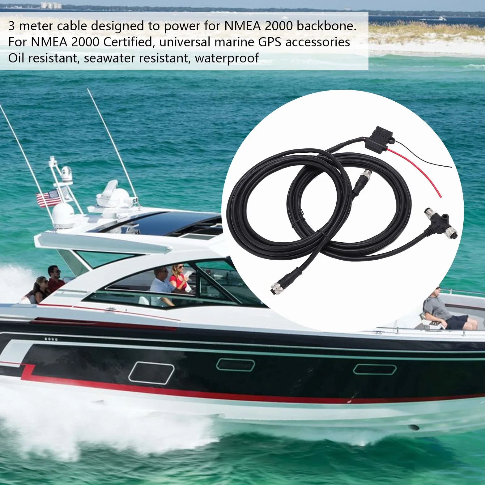 NMEA 2000 Starter Kit, Wasserdichtes Marine NMEA Netzwerk Starter Kit, mit 3-Port-T-Anschlussadapter und Männlich-weiblichem Widerstand