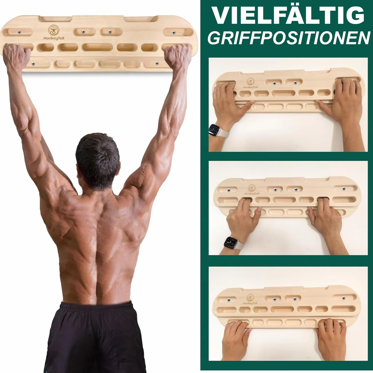 MonkeyTail Climbing Board, Hangboard für Fingertraining, Grip Hangboard, Bouldering Equipment für alle Klettertrainer