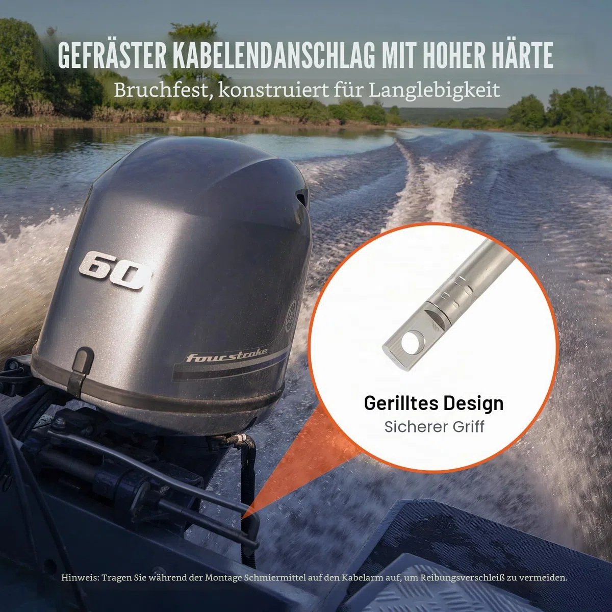 VEVOR Bootslenkkabel, 520 cm Außenbord-Marine-Drehlenkkabel, 500 kg Hohe Zugfestigkeit, Stahllenkradkabel, Kompatibel mit den Meisten Einzelstations-Außenbordsteuersystemen Schwarz