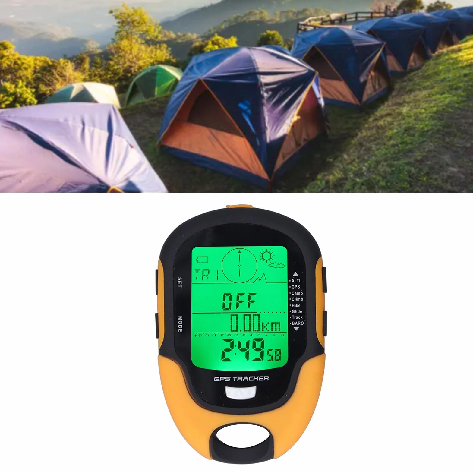 Fockety GPS-Barometer, IPX4 Wasserdichter Multifunktionaler Höhenmesser, Kompass, Wettervorhersage-Thermometer, Luftdrucktester mit Hochpräzisem Sensor, LED-Taschenlampe, Aufzeichnung