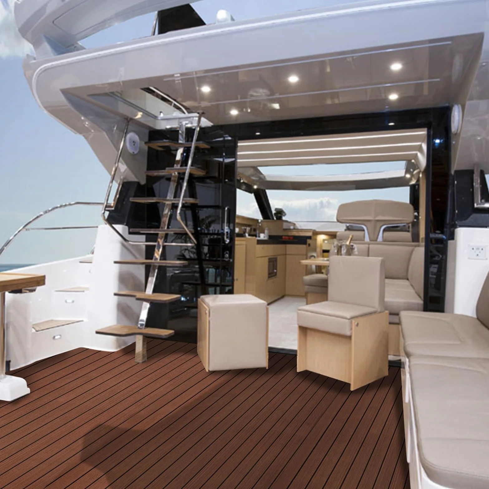 KXKZREN Boot Bodenbelag Selbstklebend Eva-Schaum Teakholzimitat Bootsbelag, rutschfeste Bootsmatte Marineteppich für Motorboot Wohnmobil Yacht Kajak Schwimmende Plattform,240x112/90/60/41cm