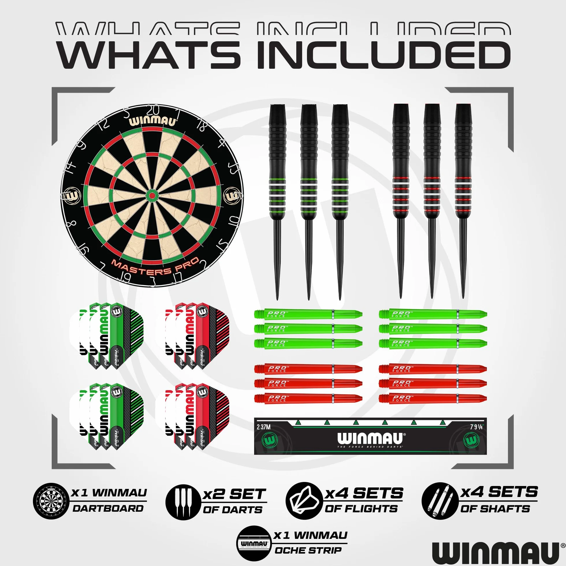 Winmau Masters Pro Dartscheibe mit Oche-Linie & 6 Steeldarts – PDC Steeldartscheibe, Hochdichte Sisal, Ultra-Dünnes Drahtsystem | Erhältlich als Einzel-Set oder Dartschrank-Set mit Dart Zubehör