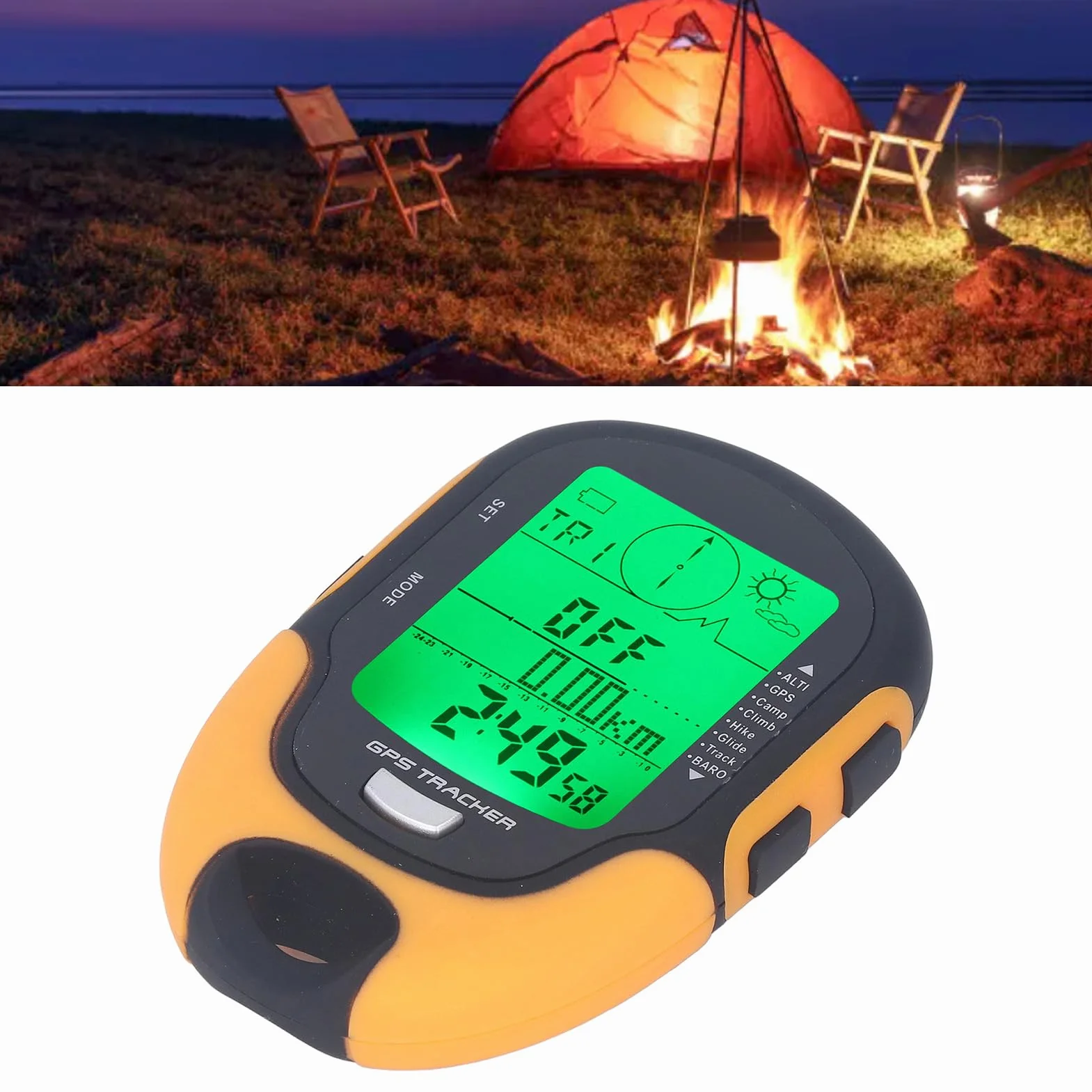 Fockety GPS-Barometer, IPX4 Wasserdichter Multifunktionaler Höhenmesser, Kompass, Wettervorhersage-Thermometer, Luftdrucktester mit Hochpräzisem Sensor, LED-Taschenlampe, Aufzeichnung