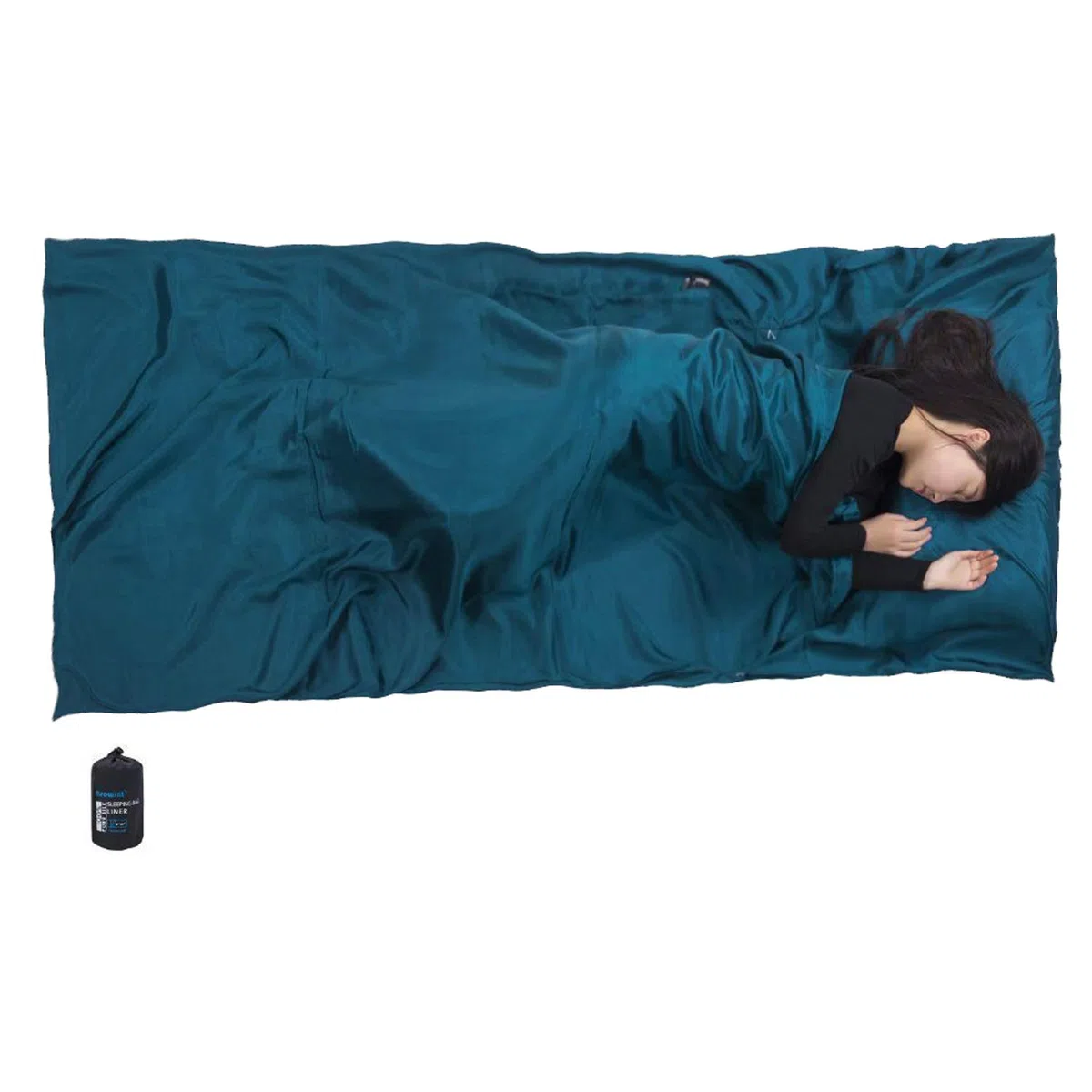 BROWINT Seidenschlafsack Inlett, Hüttenschlafsack aus 100% Naturseide, Extrabreite 220x110cm, 220x87cm, Mumie, Schlafsack Inlett, Inlay, Reiseschlafsack dünn, Leicht, Kompakt, Verstärkte Ecken