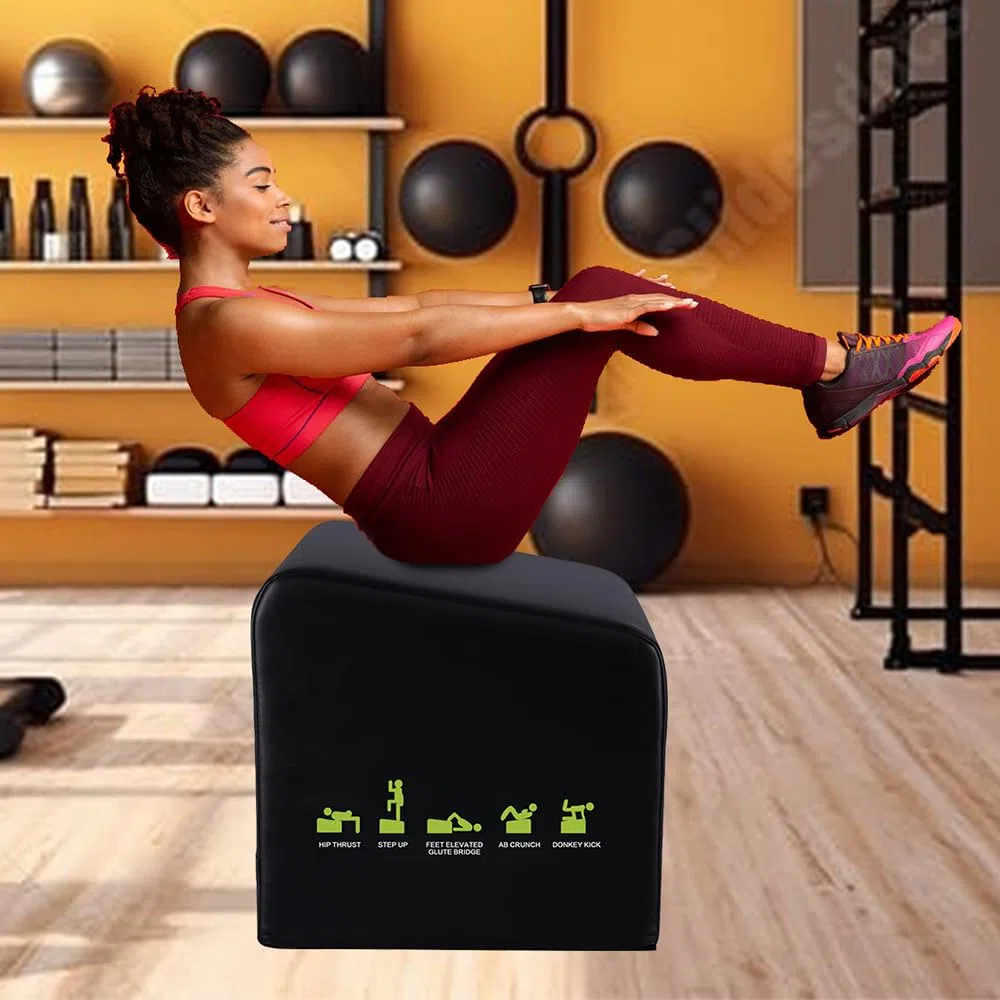 Hip Thrust Machine & Glute Bridge Exercise Machine, Hip Thrust Bench Booty Workout Box Platform for Home Gym Total Body Workout
