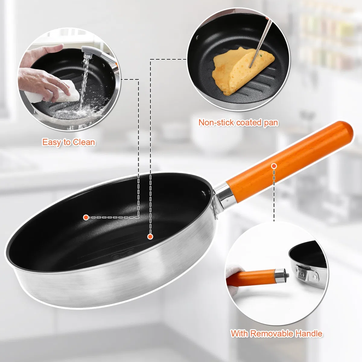 GFTIME Camping Kochset Camping Kochgeschirr aus Edelstahl, Camping Topf Pfanne Set, Camping Töpfe für Campingkocher, 5-teilig