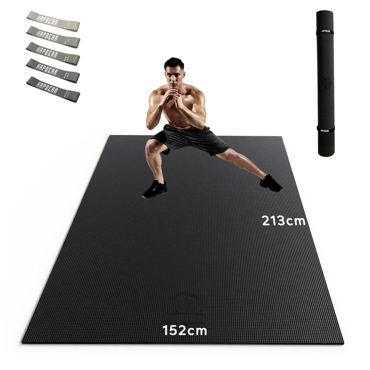 HAPBEAR Yogamatte XXL- Extra Groß Breit Sportmatte Fitnessmatte Rutschfest 213cm x 152cm / 366cm x 183cm x 8mm Dicke, Hoher Dichte Ultra Haltbar PVC, Gymnastikmatte Schuhfreundlich