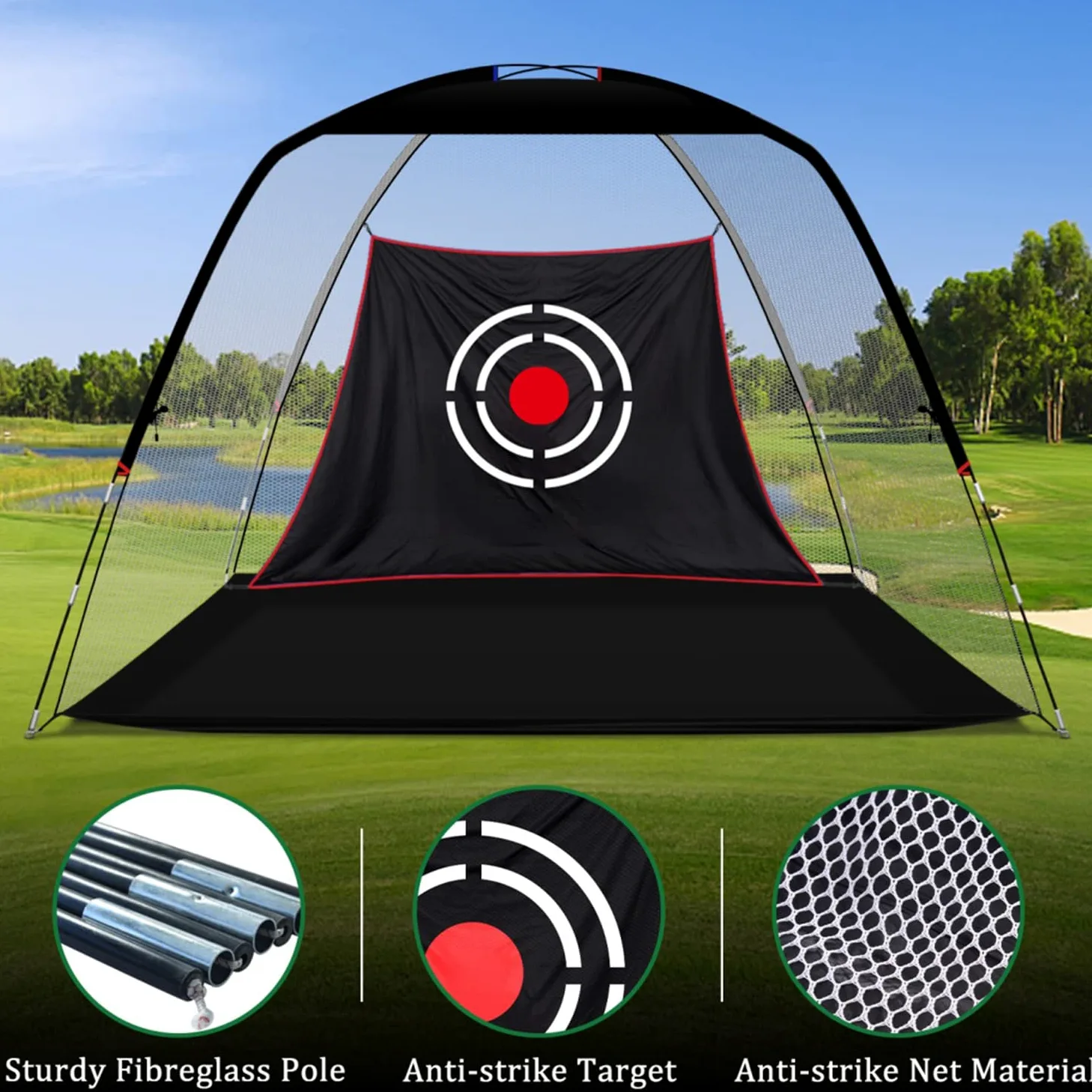 Golf-Übungsnetze für Hinterhoffahrten im Innenbereich, robuste Übungsnetze für den Hinterhof, hochwertige tragbare Golf-Schlagnetze mit Rahmen und Netz für Männer und Frauen