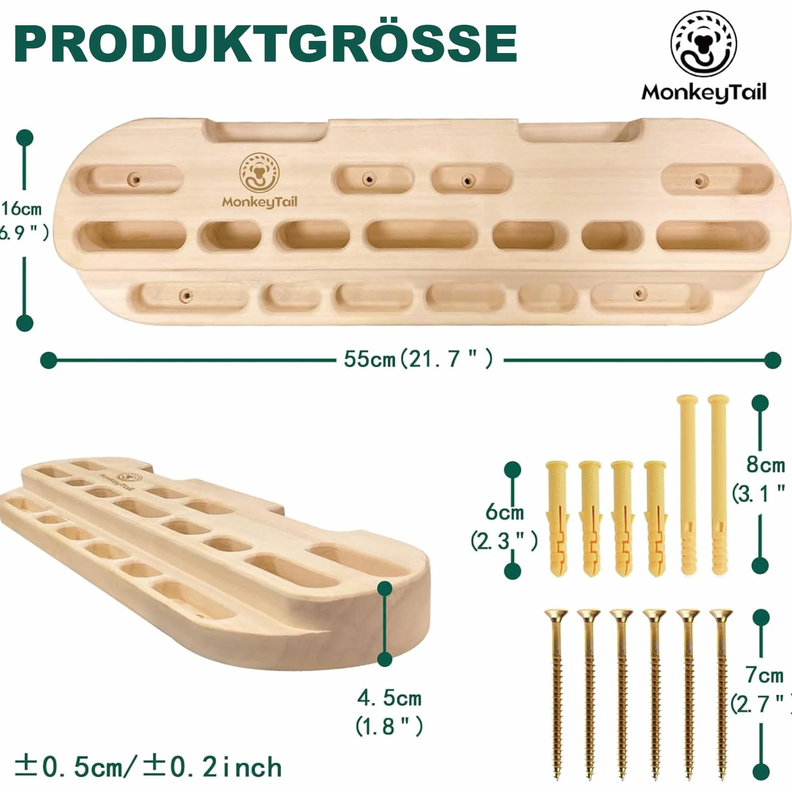 MonkeyTail Climbing Board, Hangboard für Fingertraining, Grip Hangboard, Bouldering Equipment für alle Klettertrainer