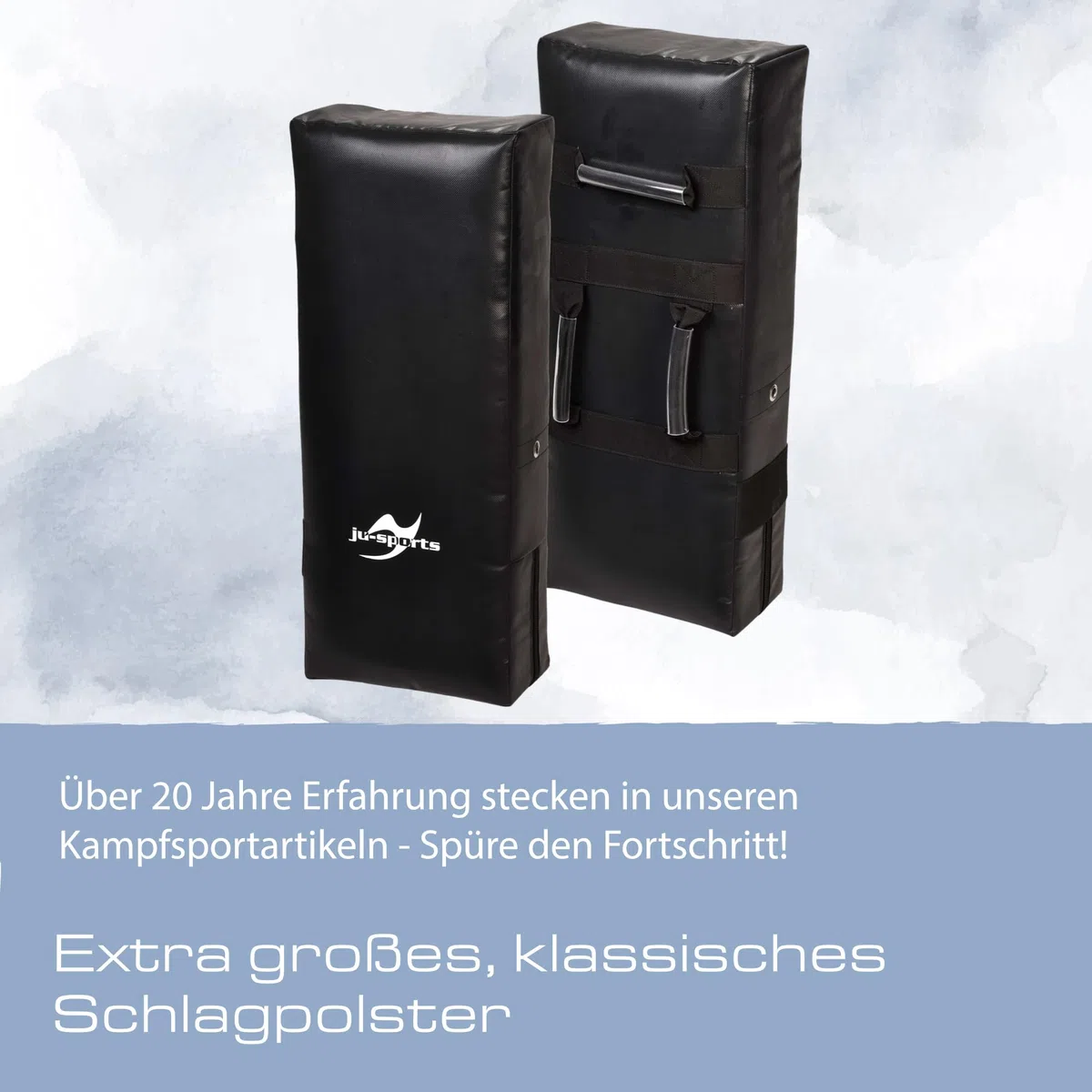 Ju-Sports Schlagpolster Kampfsport Punch groß 75 x 30 x 15cm - Gerade Pratzen Kickboxen & Taekwondo aus Kunstleder, Ideal zum Trainieren von Kicks, 3 Schlaufen