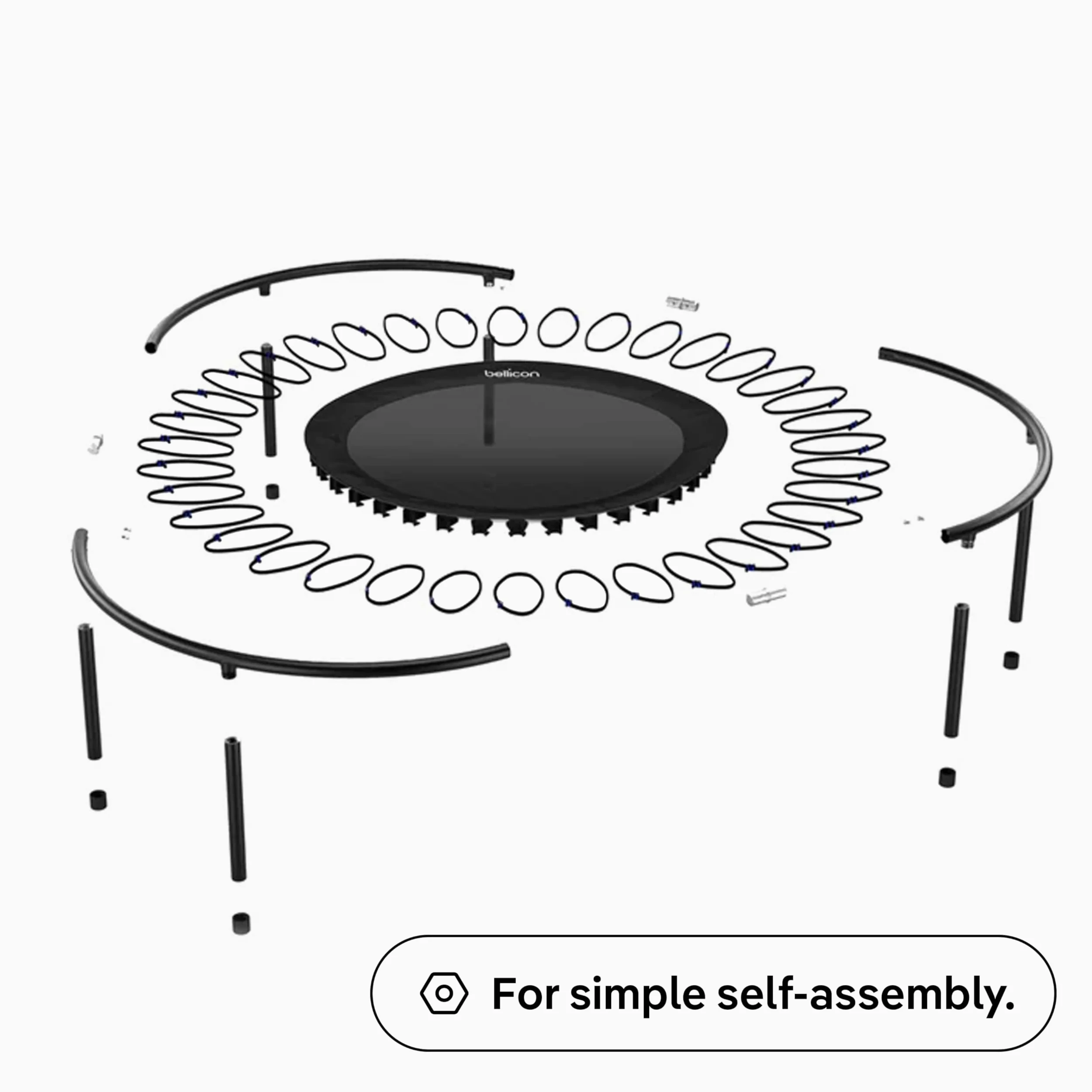 bellicon Mini Trampolin | Seilring-Federung bis 150 kg | Indoor Fitness Trampolin für Erwachsene | Schraubbeine