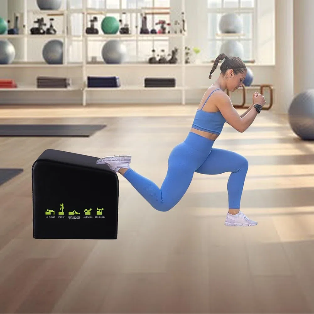 Hip Thrust Machine & Glute Bridge Exercise Machine, Hip Thrust Bench Booty Workout Box Platform for Home Gym Total Body Workout