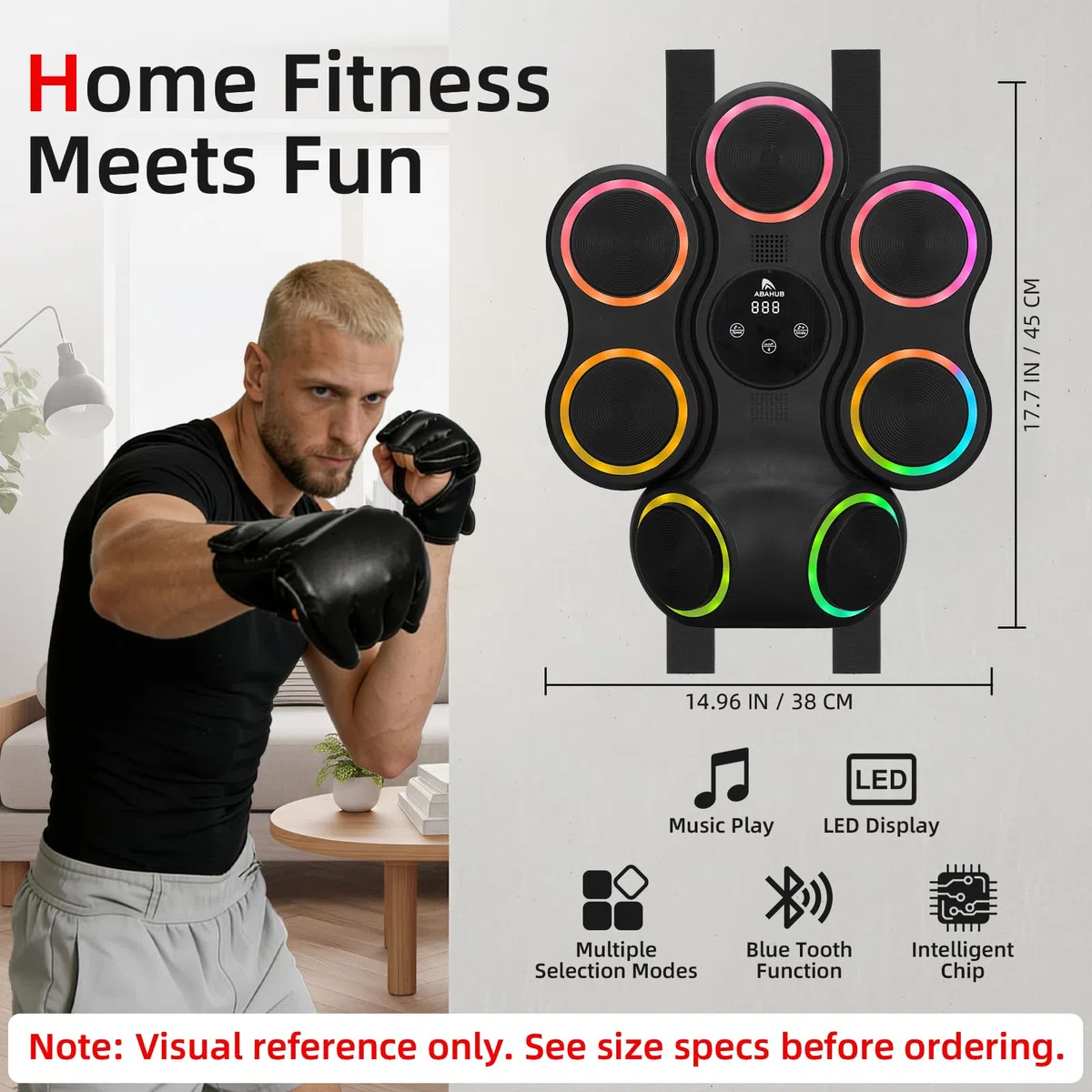 Abahub Music Boxing Machine for Adults & Kids, Home Fitness Equipment with Gloves, Wall Mounted Interactive Punching Target, Nice Gift Choice