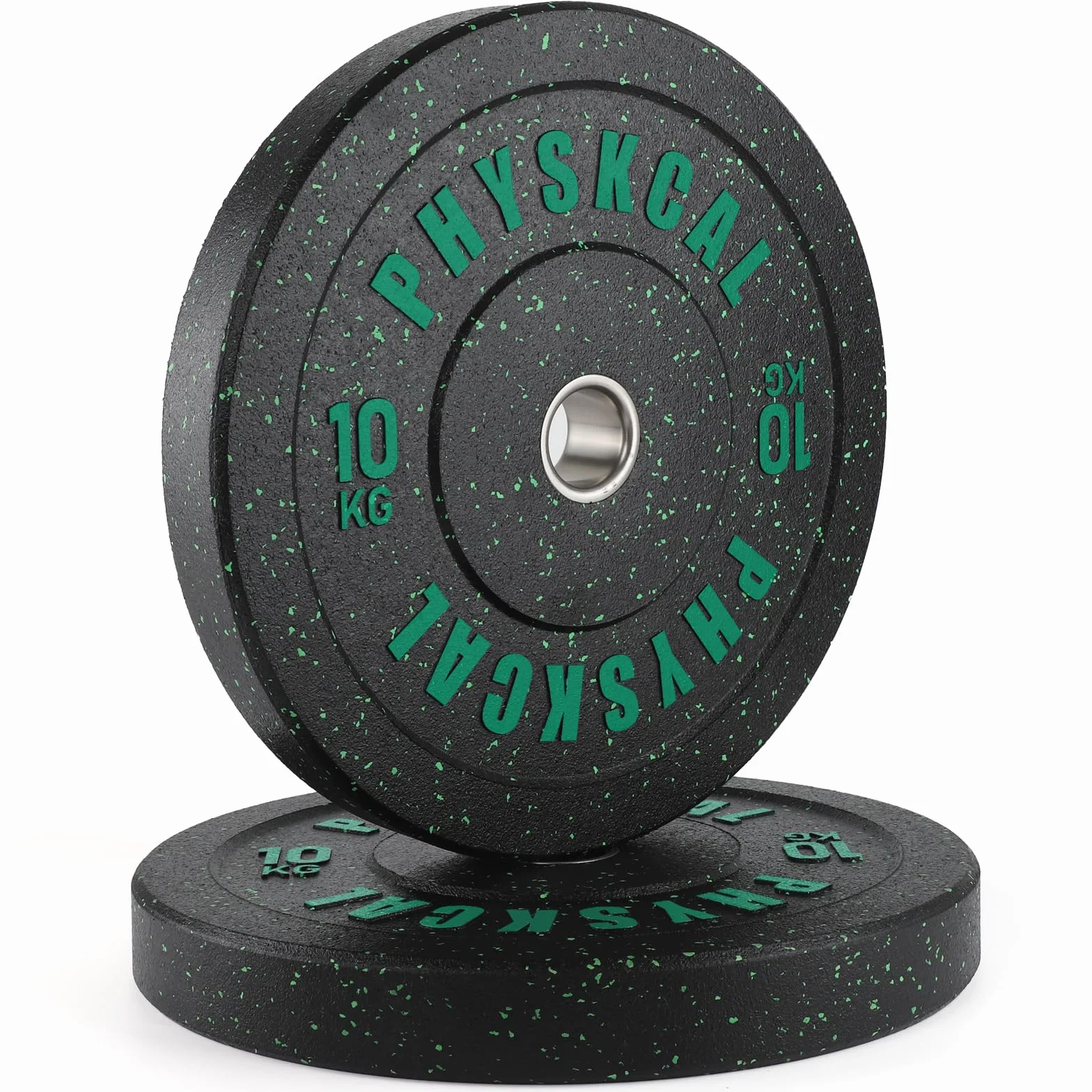PhysKcal Hi-temp Olympic Bumper Plates, 50 mm Hantelscheiben 5–25 kg | Für Garage & Heimfitnessstudio Weightlifting. Dämpft Stöße, absorbiert Aufprall & schützt Böden bei Drops