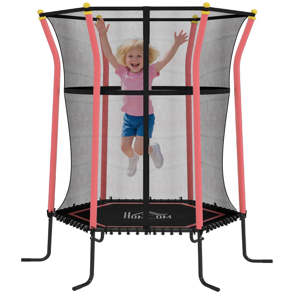HOMCOM Trampolin Outdoor, Kindertrampolin Gartentrampolin mit Sicherheitsnetz, Randabdeckung für Kinder 3-10 Jahre bis 50 kg belastbar