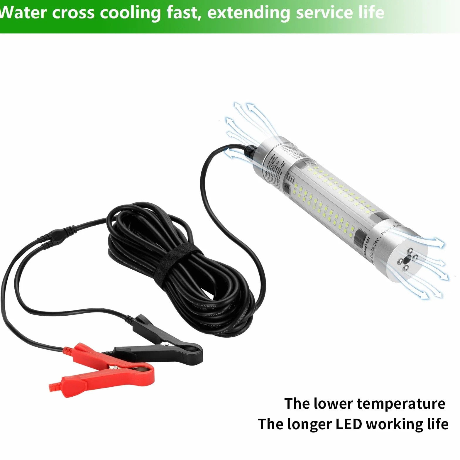 80W 9600 Lumen superhelle Fischköder Unterwasser LED Angellicht (Grün) | IP68 wasserdichte Fischattraktor lampe Fischauge Köder Licht für Boot, Meer, Eisfischen, Süßwasser und Salzwasser grünes