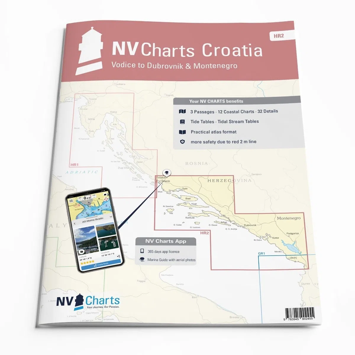 NV Atlas Croatia HR 2 mit App Lizenz- Seekarte Kroatien - Vodice to Dubrovnik & Montenegro