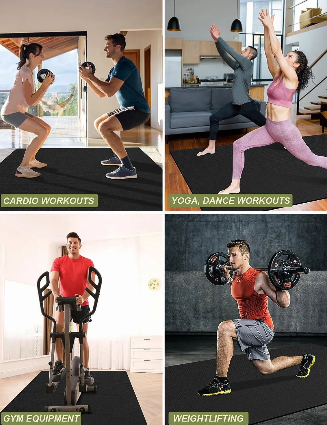 innhom Bodenschutzmatte Fitnessgeräte Fitness Sportmatte Fitnessmatte rutschfest, Hochstrapazierfähige Unterlegmatte Schutzmatte für Laufbänder