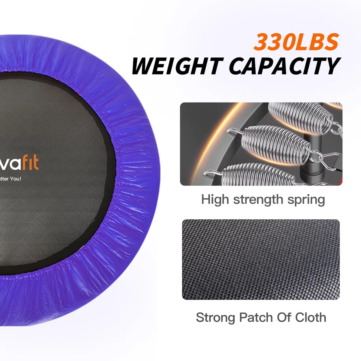 ATIVAFIT 102cm Faltbarer Trampolin mit verstellbarem Schaumstoffgriff Indoor für Erwachsene Ideal für Körperfitness-Training in Innenräumen Training Sport zuhause