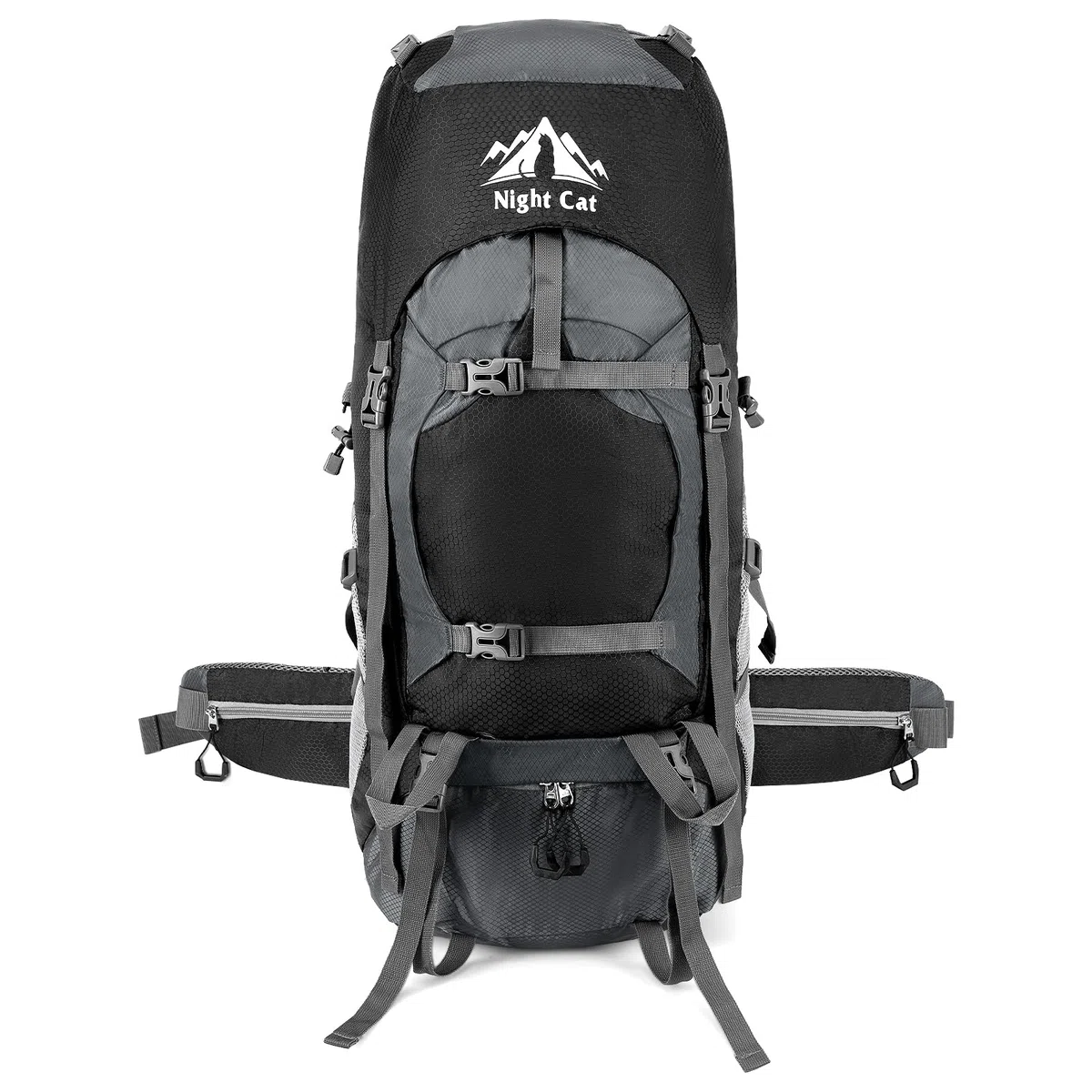Night Cat Wanderrucksack 90L Rucksack: Trekkingrucksack Reiserucksack Herren Damen Atmungsaktiv für Camping Trekking Mountainering Klettern Fahrradreisen
