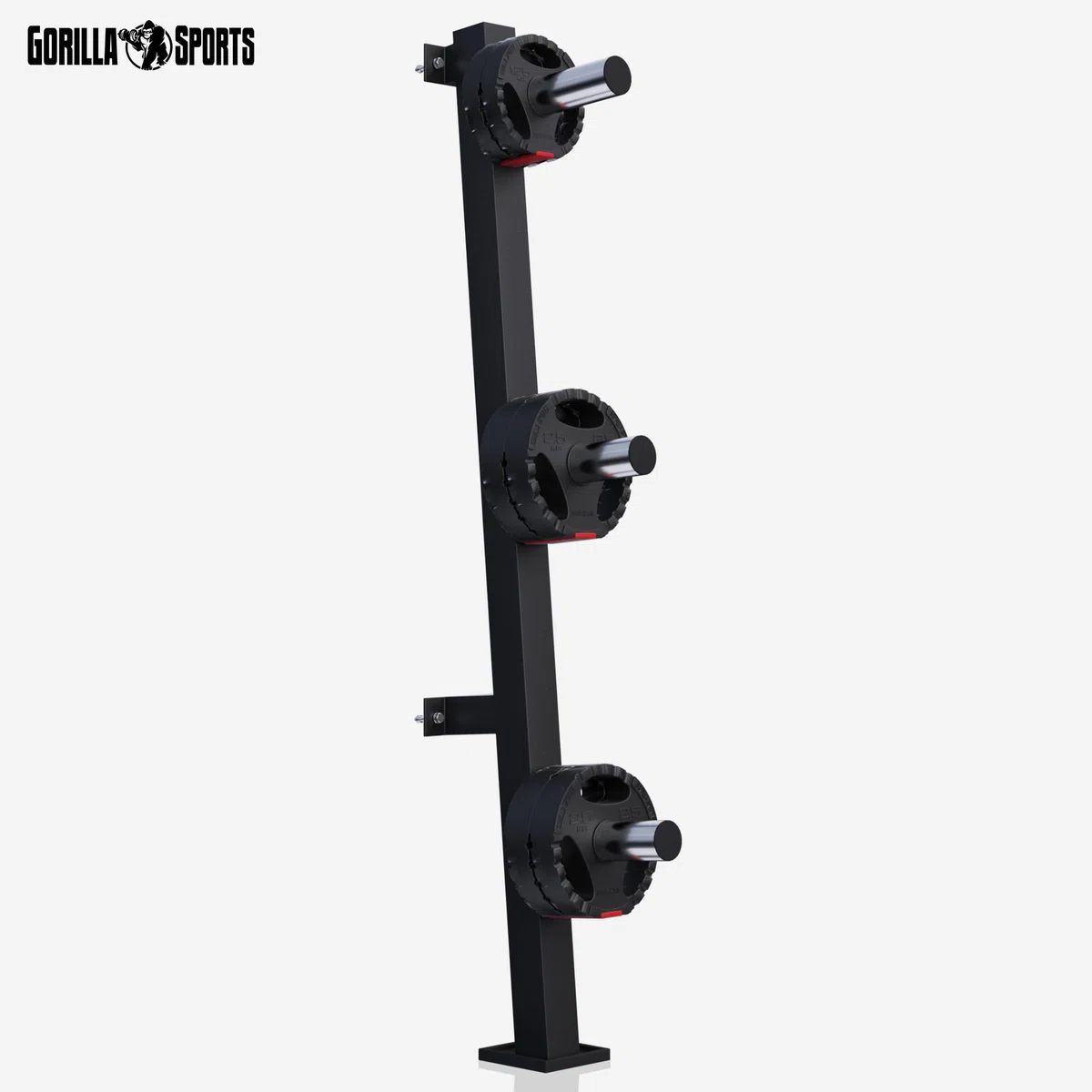 GORILLA SPORTS® Hantelscheibenständer - Hantelständer für Wandbefestigung, 3x30mm und 3x50mm Stangen, Max Belastbar 300kg - Hantelständer, Scheibenständer, Gewichteständer, Hantelbaum, Hantelablage