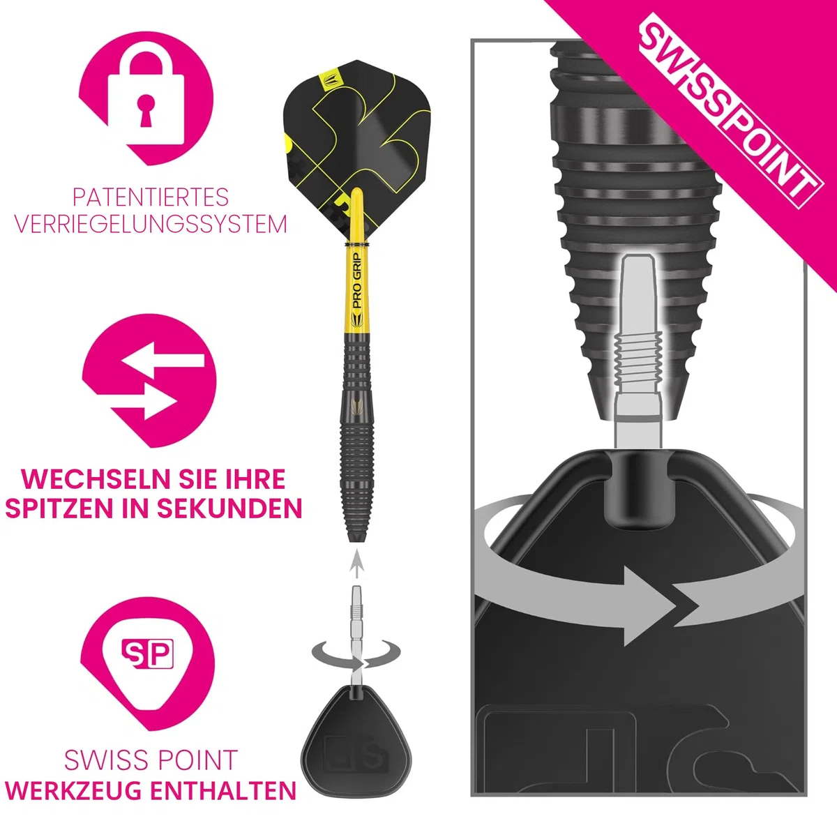 Target Darts Bolide Void 90% Tungsten Dart Set, Stahlspitzen-Darts mit Schweizer Spitze | 21G/22G/23G/24G/25G/25G | Professionelle Dart-Sets, Schwarze Darts, Schweizer Spitze-Werkzeug inklusive
