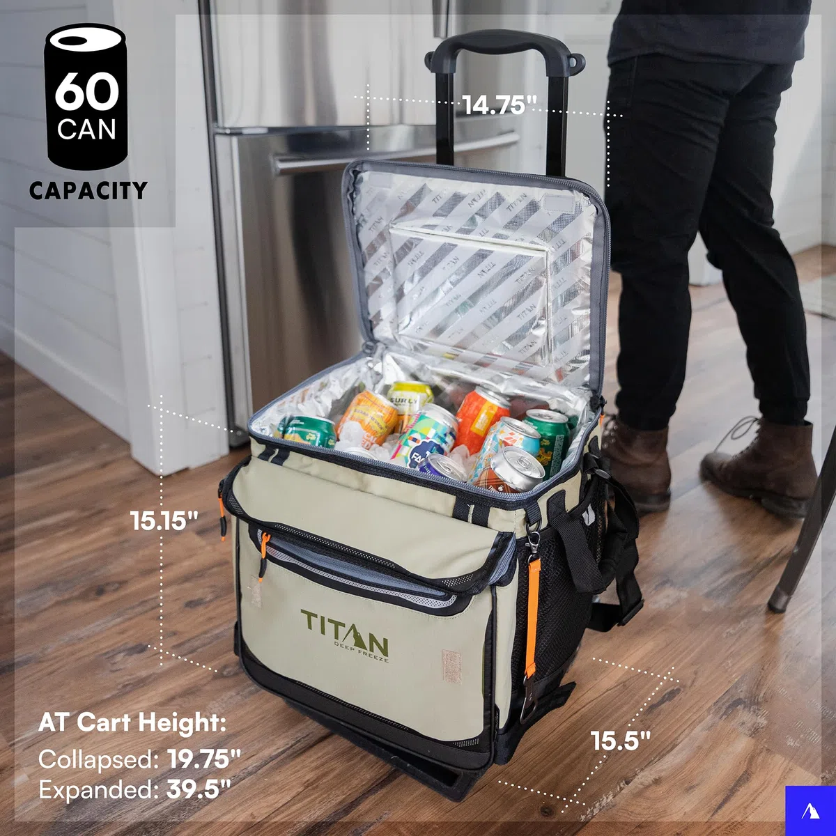 Arctic Zone Titan Deep Freeze 60 (50+10) Can Collapsible Rolling Cooler with All-Terrain Cart