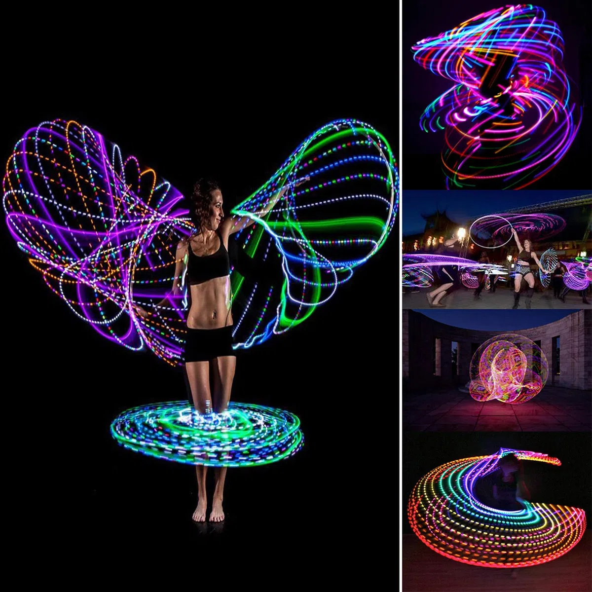 Led Hulas Hoop Reifen für Erwachsene 10 Farben Strobing Multiple Light Ändern Fitness Tanzen Übung Gewichtsreduktion Glühen Aufhellen