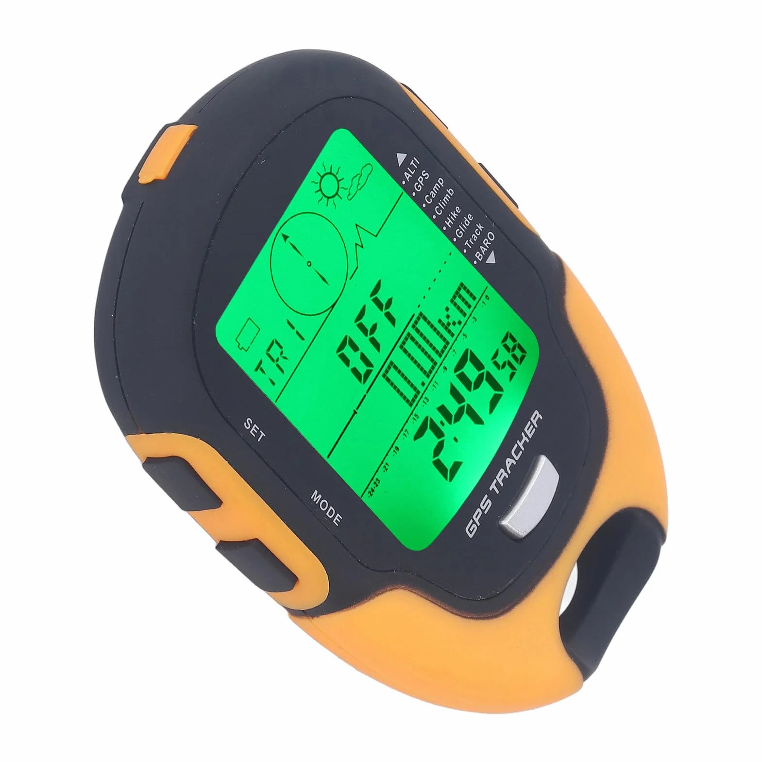 Fockety GPS-Barometer, IPX4 Wasserdichter Multifunktionaler Höhenmesser, Kompass, Wettervorhersage-Thermometer, Luftdrucktester mit Hochpräzisem Sensor, LED-Taschenlampe, Aufzeichnung