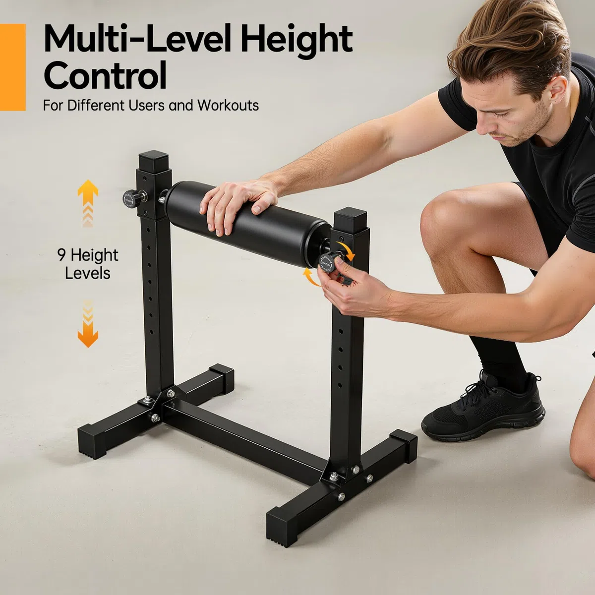Split Squat Stand, Bulgarian Bag Stand Höhenverstellbar, Stabiler Split Hocke Ständer, Easy Assembly, Max 200kg, Kniebeugenständer für Unilateral Beintraining, Home Gym, Functional Training