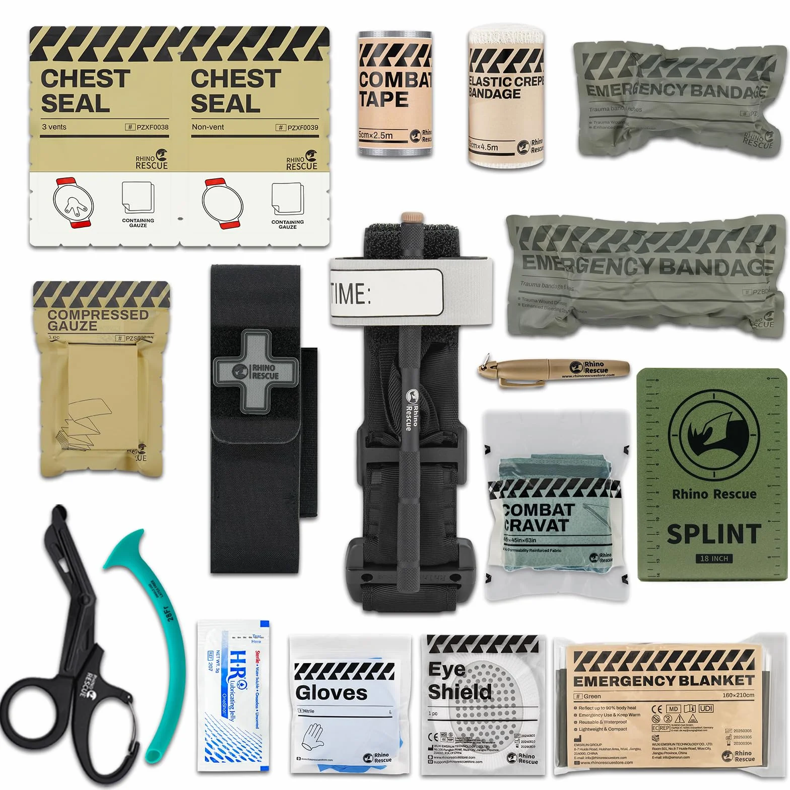 RHINO RESCUE Taktisches Traumapaket, Stop die Blutung, IFAK Nachfüllmittel mit Verbandsmaterial (17PC-B)