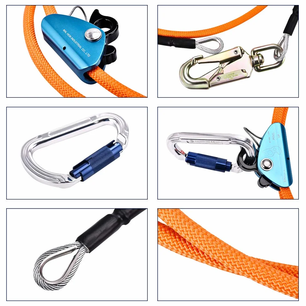 Stahlkern Baumkletterseil,12 mm x 3 m Outdoor Sicherheitsseil,Flipline zum Baumklettern mit dreifach verriegelbarem Karabiner,geringe Dehnung,schnittfest für Baumpfleger,Baumkletterer,Absturzsicherung