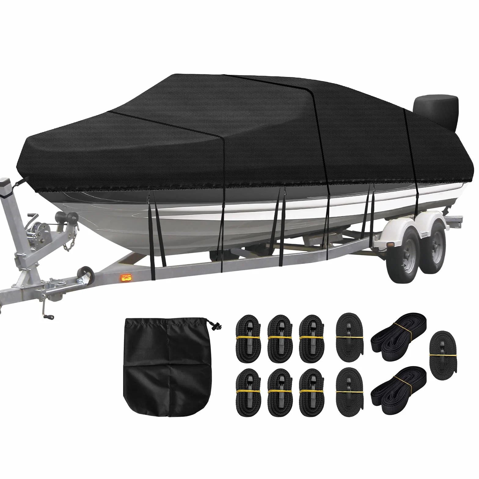 Bootsplane Wasserdicht Bootspersenning Bootsabdeckung 420D Oxford-Stoff Bootspersenning Abdeckung Abdeckplanen Boote Persenning für V-Rumpf, Ruderboot, Angelboot (17-19ft)