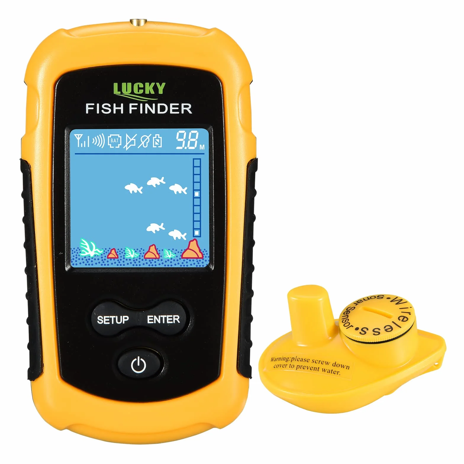LUCKY Fischfinder Wireless Farbe Tragbarer Portable Angeln Sonar Sensor LCD Tiefe Finder Echolot
