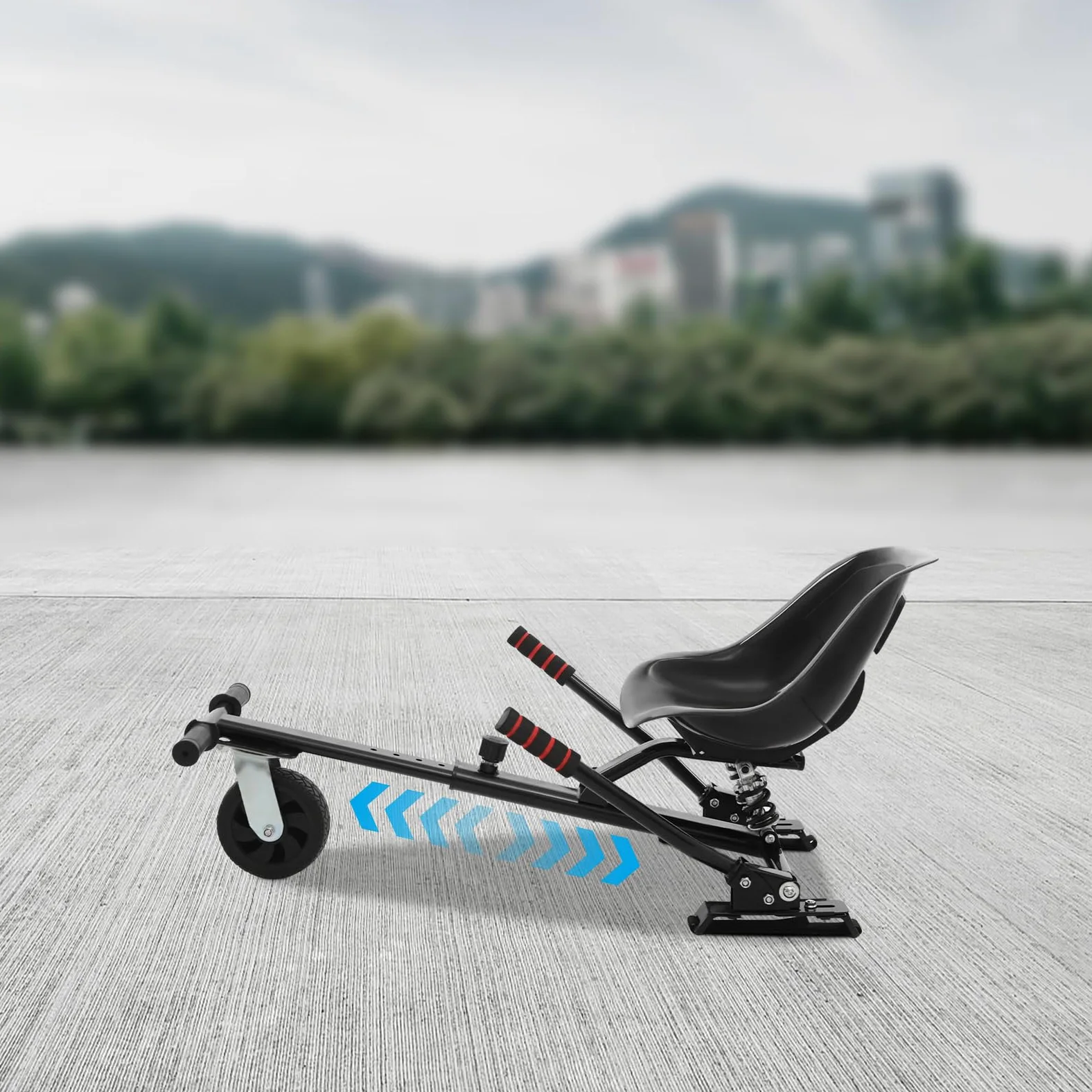 Hoverboard Sitz mit Lenkrad – Hoverboard mit Sitz passend, Verstellbar (70-95 cm),– Passend für 6,5-10 Zoll Hoverboards, Bis 100 kg, Hoverkart für Kinder & Erwachsene (Rot)