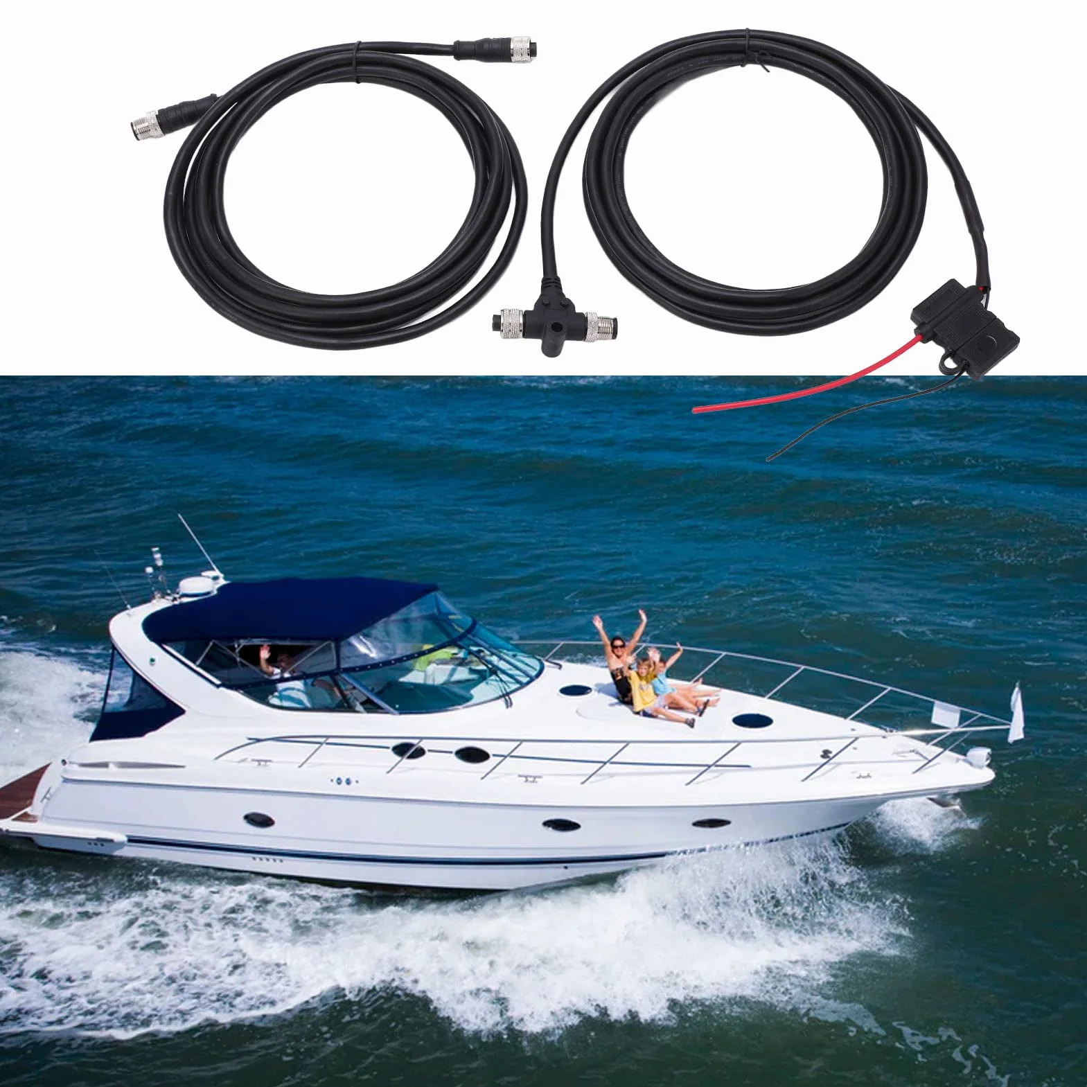 NMEA 2000 Starter Kit, Wasserdichtes Marine NMEA Netzwerk Starter Kit, mit 3-Port-T-Anschlussadapter und Männlich-weiblichem Widerstand