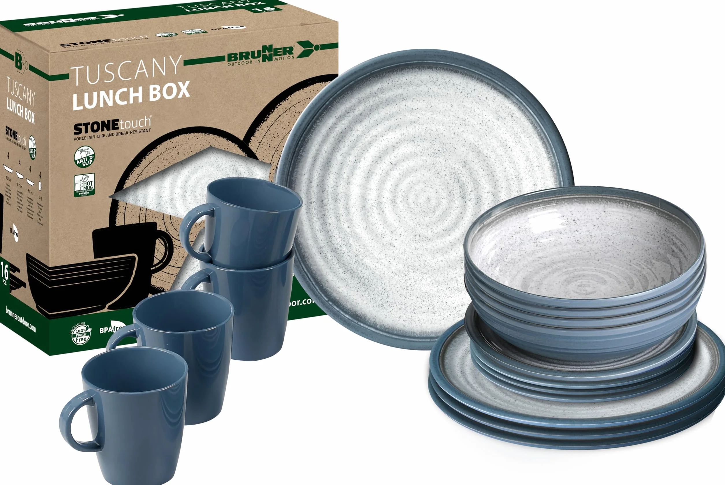 BRUNNER Geschirrset Blau Grau 16-teilig