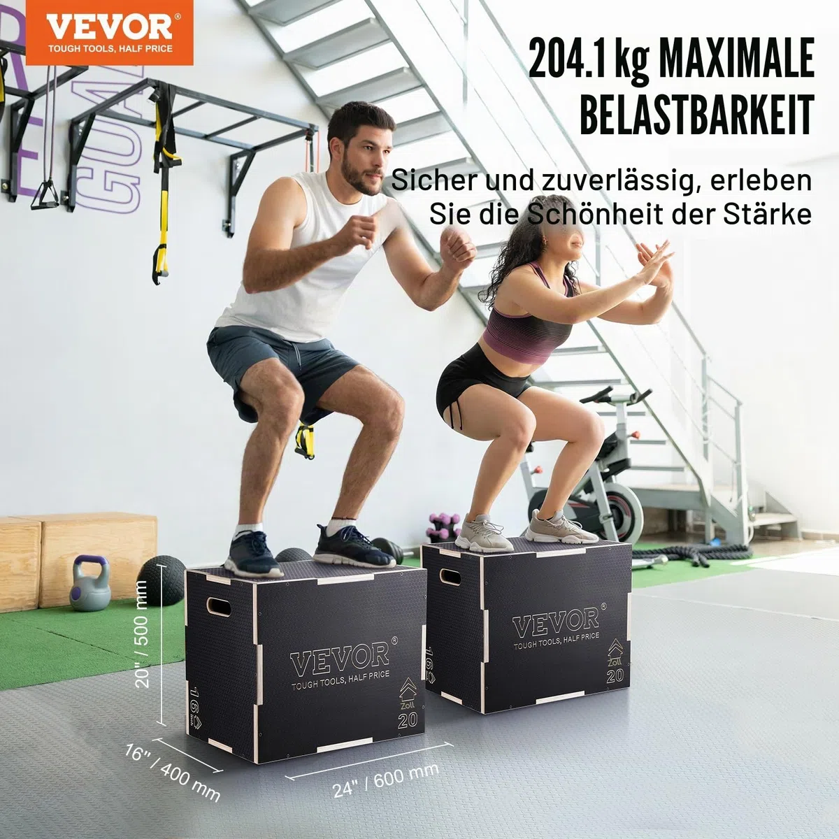 VEVOR 3-in-1 Plyometrische Sprungbox aus Holz, Plyo-Box, Plattform & Sprung-Agility-Box, rutschfeste Fitnessübung, Step-Up-Box für Zuhause, Fitnessstudio, Konditionierung, Krafttraining, mehrere