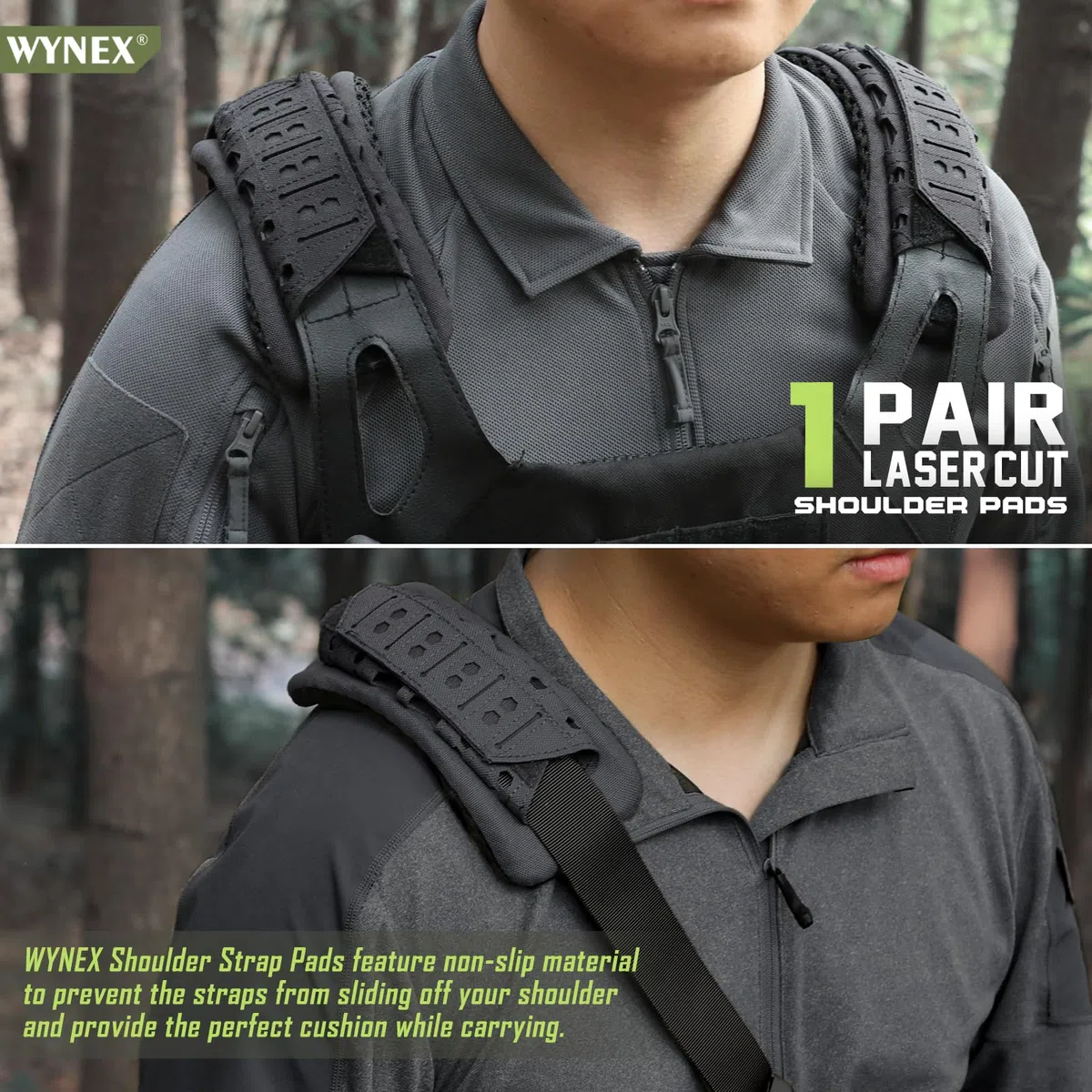 WYNEX 2 Pack Schulterpolster mit Klettband Rutschfestes Shoulder Pads, Molle Zubehör für Militär Rucksack,Chest Rig,Taktische Weste(5 cm breite Schultergurte)