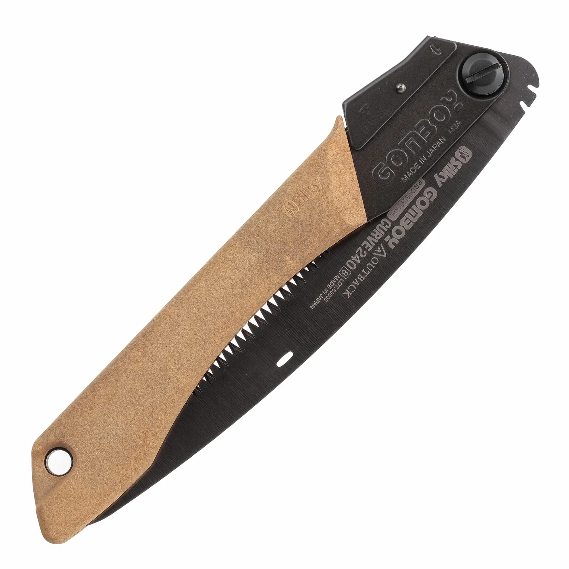 SILKY- Gomboy Curve Outback Edition 240 mm: grob verzahnte Klappsäge (8 Z/30 mm) mit gebogener Klinge aus Premium Japanese Steel, schwarzer Nickel-Zinn-Beschichtung – Bushcraft & Jagd.