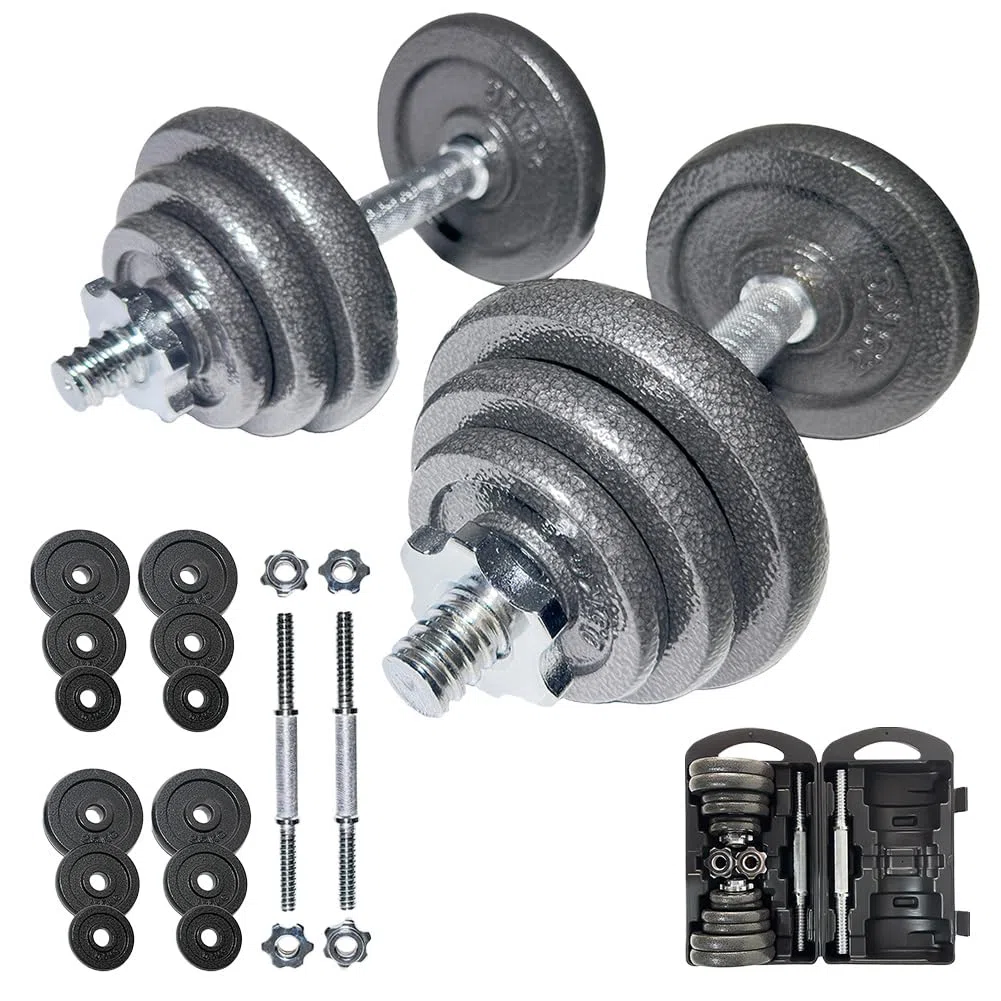 SPORTINATOR® "Machine" Hantel Set mit Koffer – Kurzhantel oder 2-in-1 Hantelset (15–40 kg) – Gusseisen & Stahl – Für effektives Ganzkörpertraining zu Hause oder unterwegs