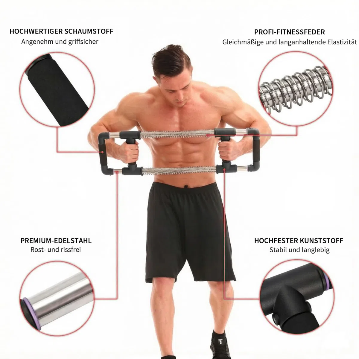 GoFitness Push Down Bar, Brusttrainer Fitnessgerät für Zuhause | Krafttraining Sportgerät für Brustmuskeln, Arme, Schultern, Bauch und Rücken, Home Gym Equipment Brust Trainingsgerät