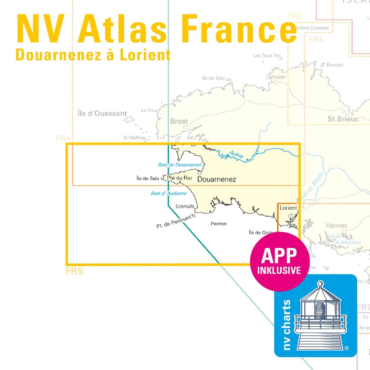 NV Atlas France FR 5 mit App Lizenz- Seekarte Frankreich - Douarnenez to Lorient