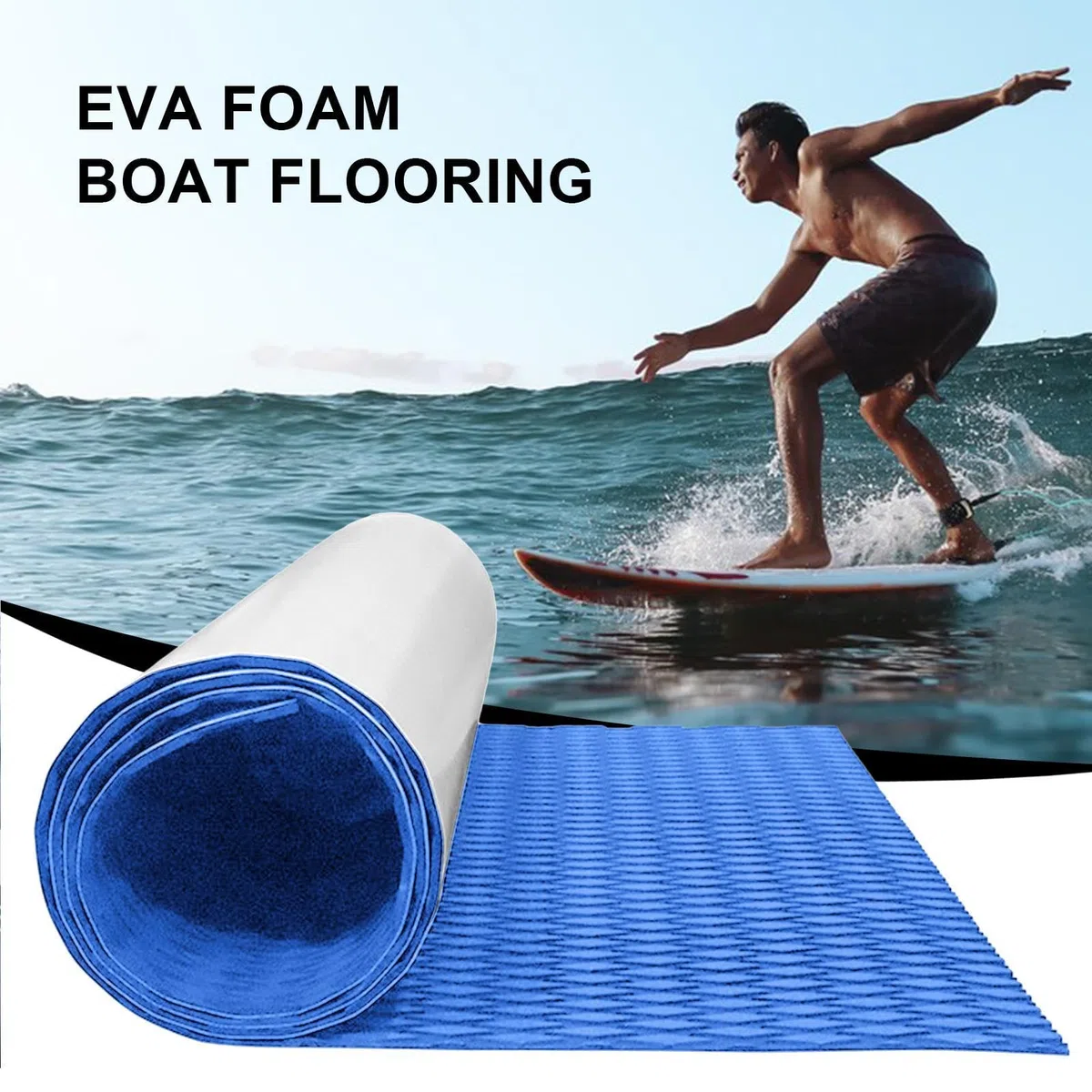 su-p Traction Pad Deck Grip Matte, Surfboard Mat Grip Surfboard Yatch Deck Pad, Rutschfester Selbstklebender Bodenbelag, Trimmbar Eva-Pad Für su-p, Surfen, Skimboards Standup & Mehr, 120 X 30 cm