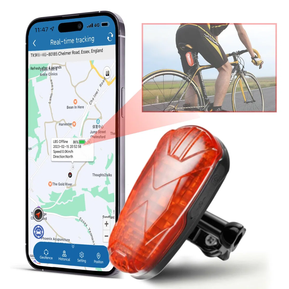 4G GPS Tracker Fahrrad SOS Alarm GPS Tracker Bike mit Versteckter Fahrradhalterung wasserdichte Fahrrad GPS Locator TK906 Lange Standby-Zeit Tracking Lebenslange Kostenlose APP/PC